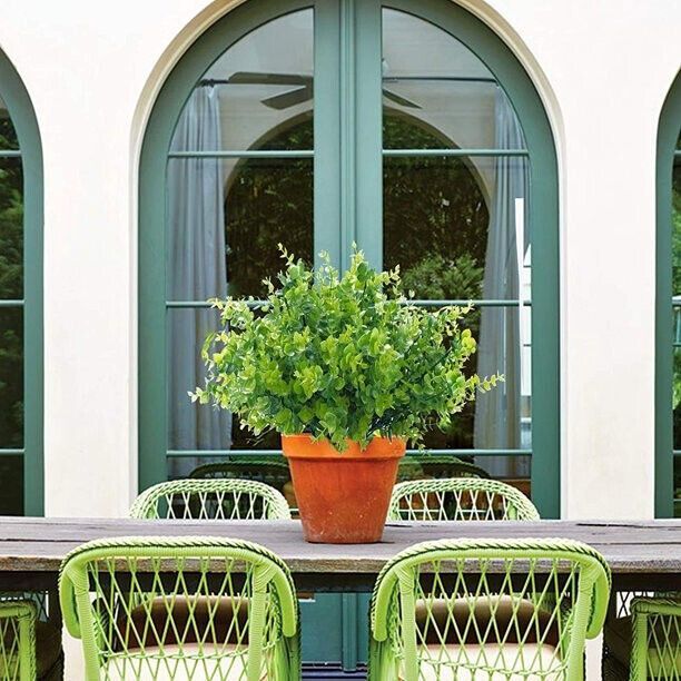 Sinhoon 10 Pack Artificial Boxwood Greenery Plants Bouquets Stems Plastic Shrubs