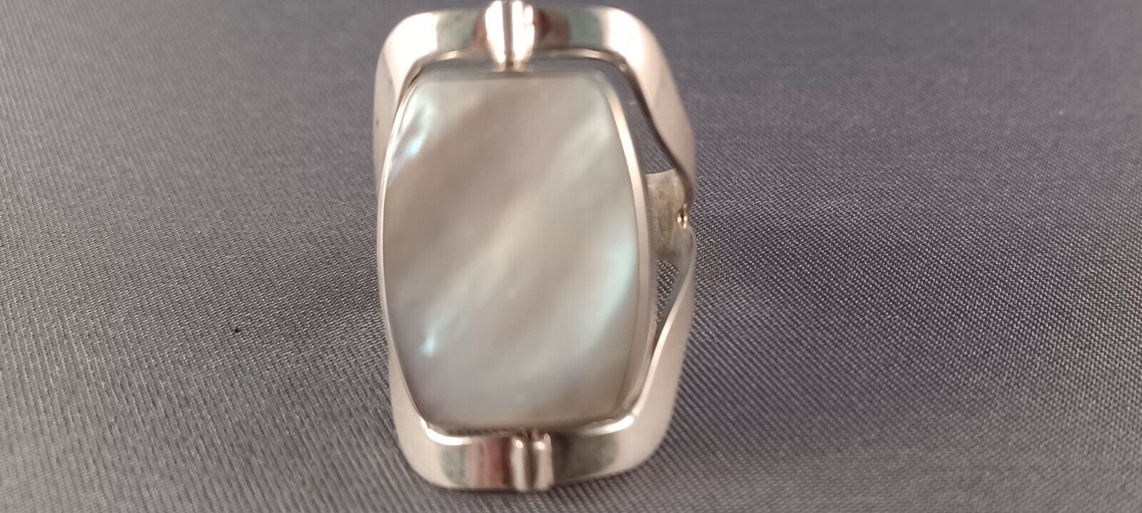 Women's Ring Adjustable 950 Silver Weight 8 grams Natural Stone from Peru-1