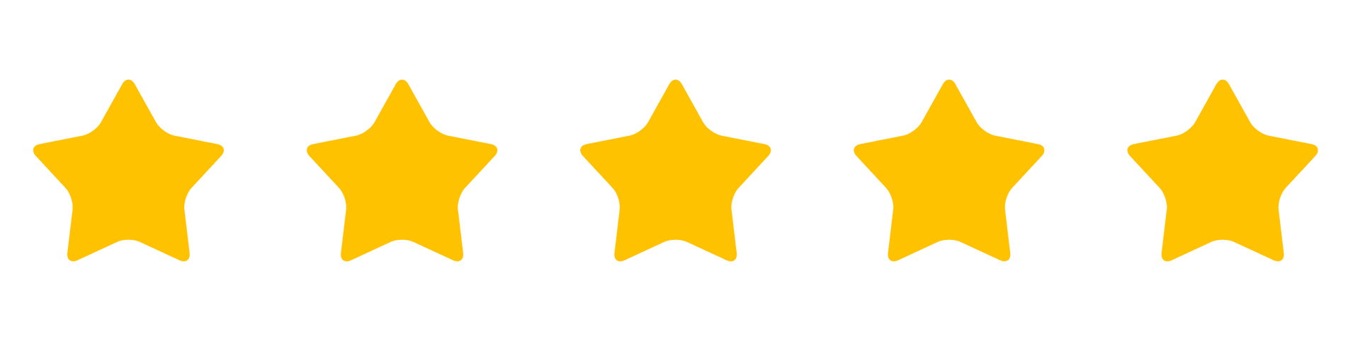 A row of five yellow stars on a white background.