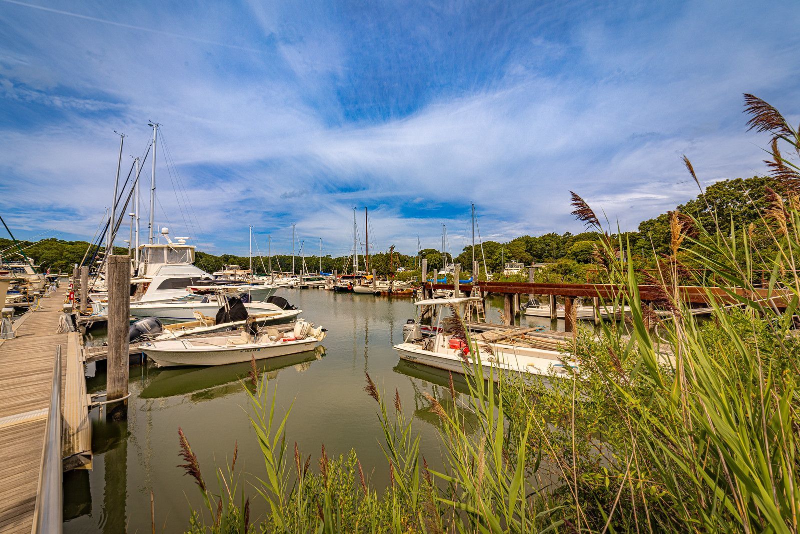 A young boy in a life jacket is looking out over a lake.