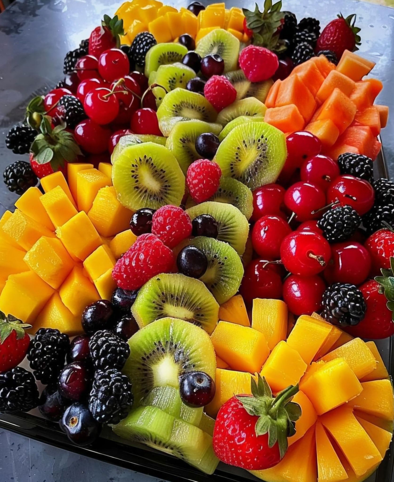 There are many different types of food on the table.