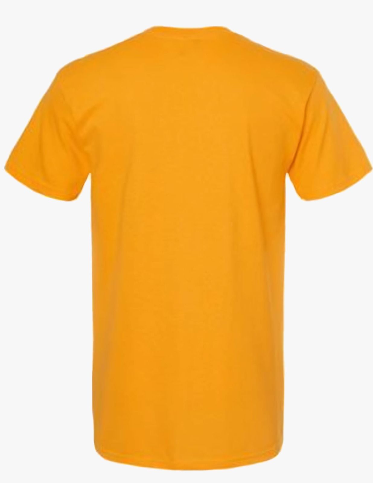 The back of a yellow t-shirt on a white background