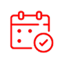 Red calendar with a checkmark, indicating a confirmed or completed date. | All Valley Car Care