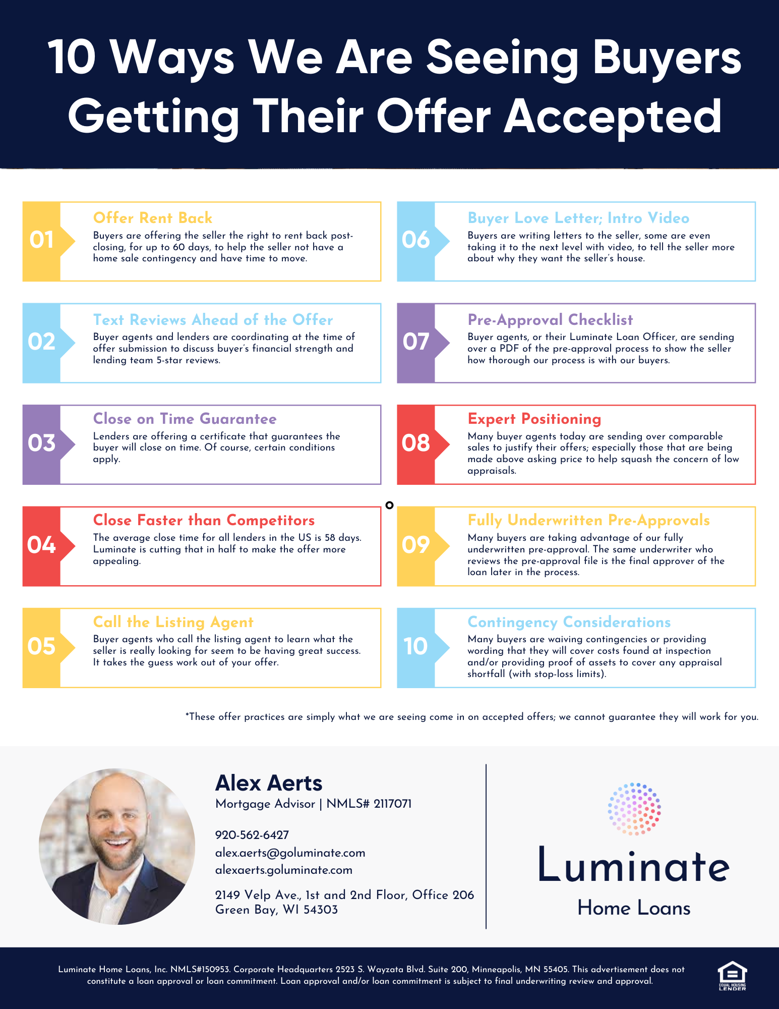 A poster showing 10 ways we are seeing buyers getting their offer accepted.