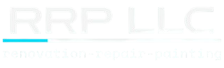 A white and blue logo for a company called RRP LLC.