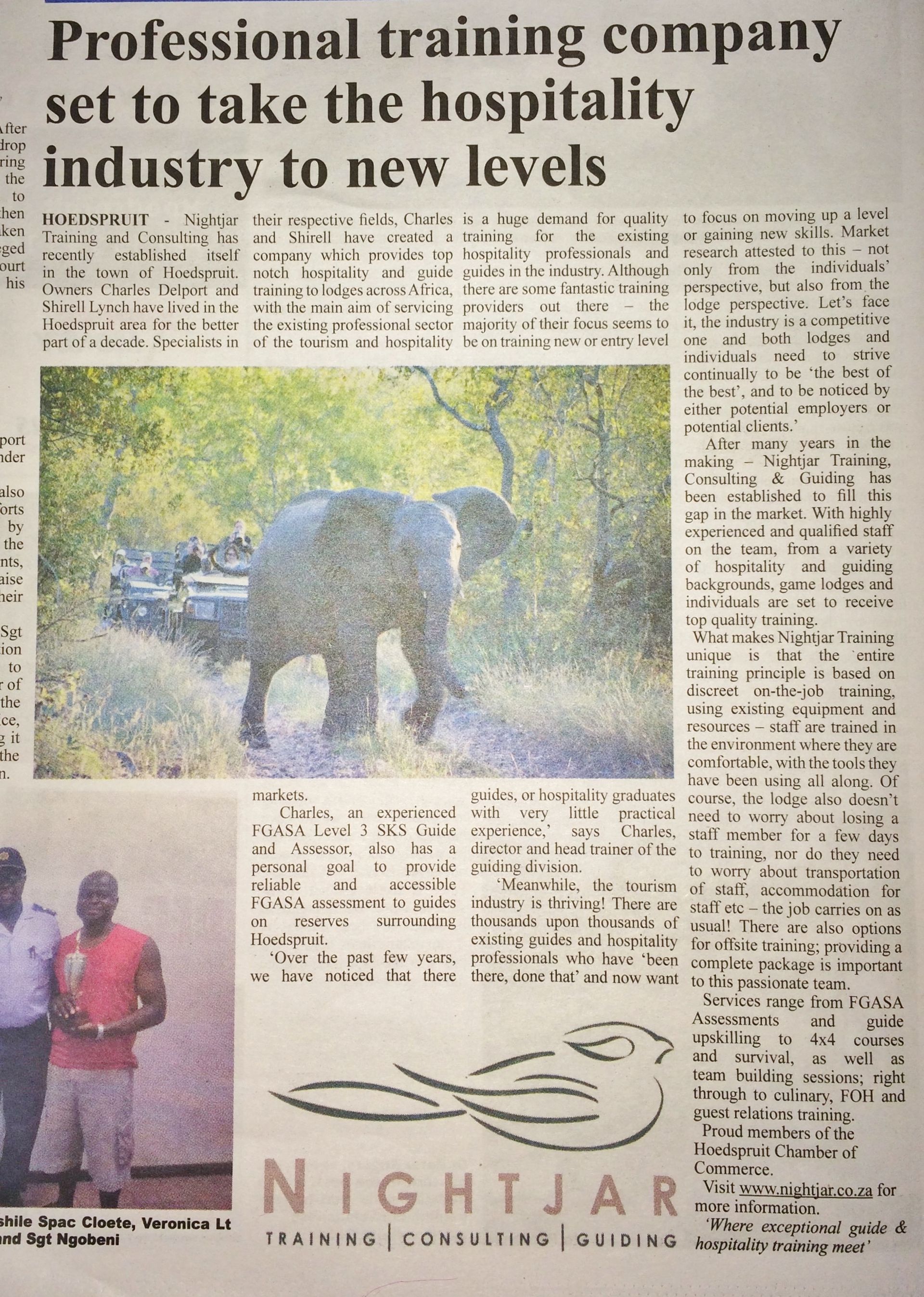 Nightjar's 1st newspaper article