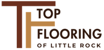Logo for Top Flooring of Little Rock with brown and tan stylized letters T and F.