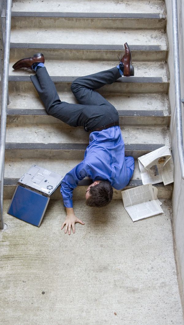 Common Workplace Injuries We Handle  like this man who fell down the stairs at work