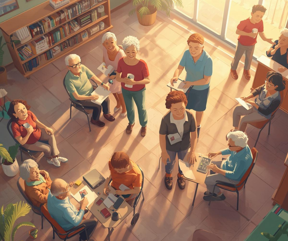 Woman wearing glasses and a scarf, smiling.