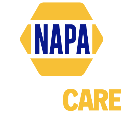 NAPA CARE logo with blue “NAPA” in a yellow hexagon and yellow “CARE” below | Tinley Auto Repair & Towing Inc
