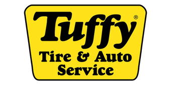 Logo for Tuffy Tire & Auto Service, black and yellow colors.