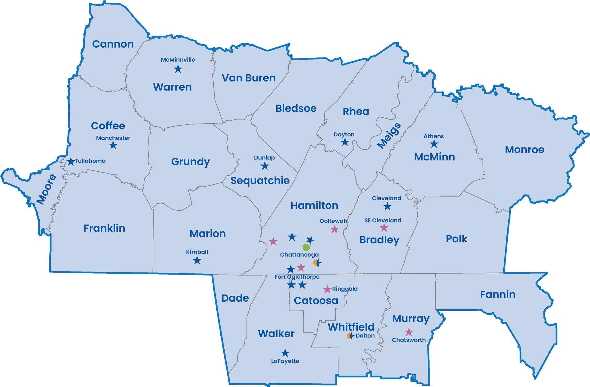 A map of the united states with a blue background