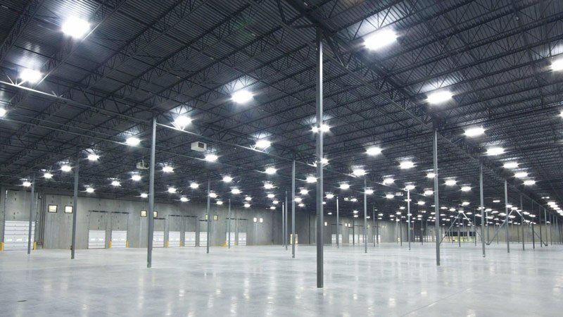 warehouse with LED lights