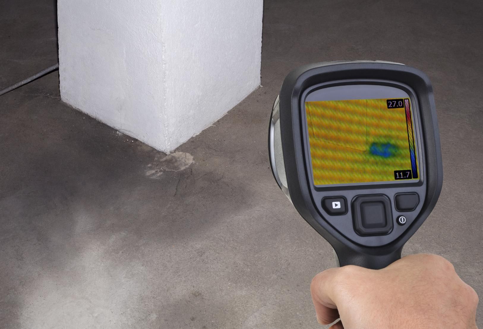 Chimney thermal camera leak investigation.