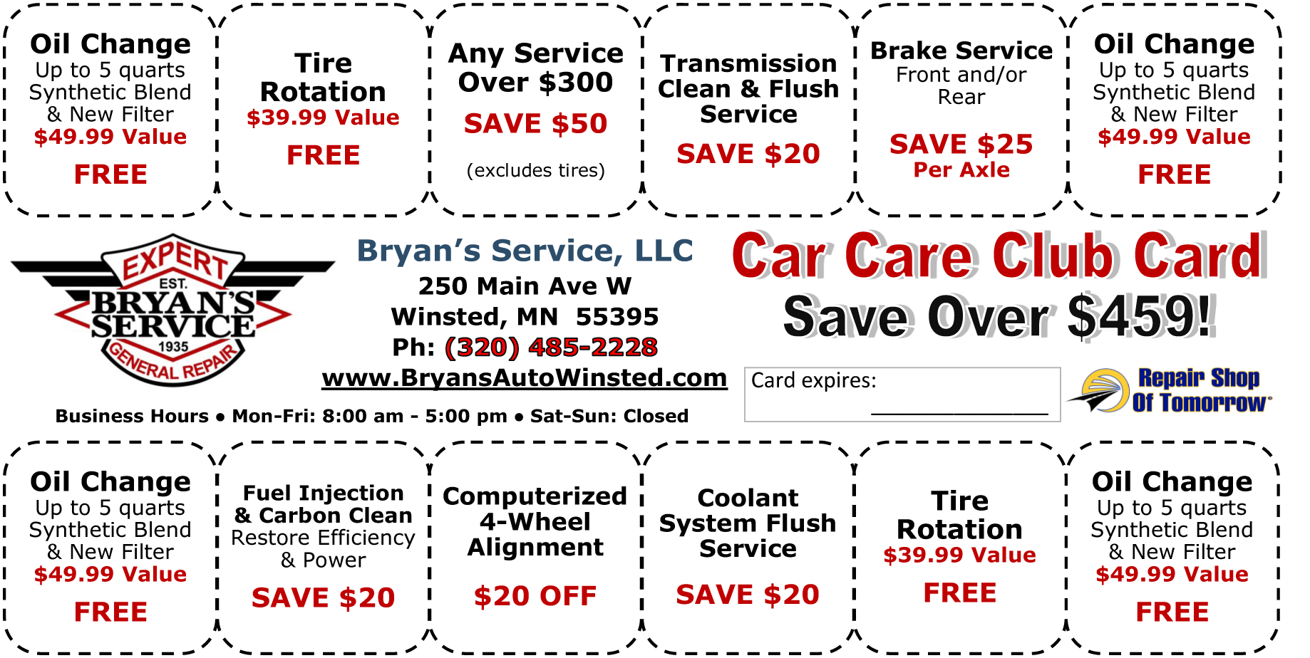 Car Care Club Card | Bryan's Service L.L.C.