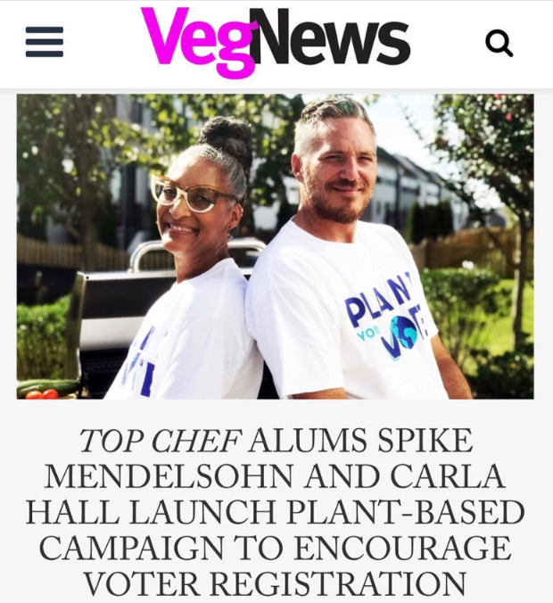 Chef Spike Mendelsohn and Carla Hall article in VegNews