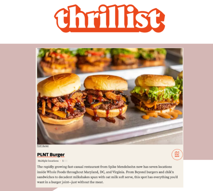 PLNT Burger featured in Thrillist