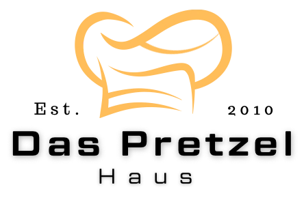 Das Pretzel Haus logo with chef's hat graphic in yellow
