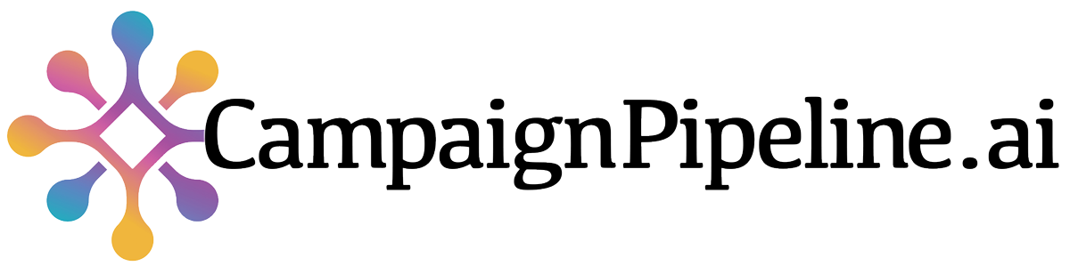 A logo for campaign pipeline ai with a colorful star in the middle.