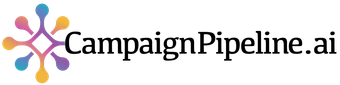 A logo for campaign pipeline ai with a colorful star in the middle.