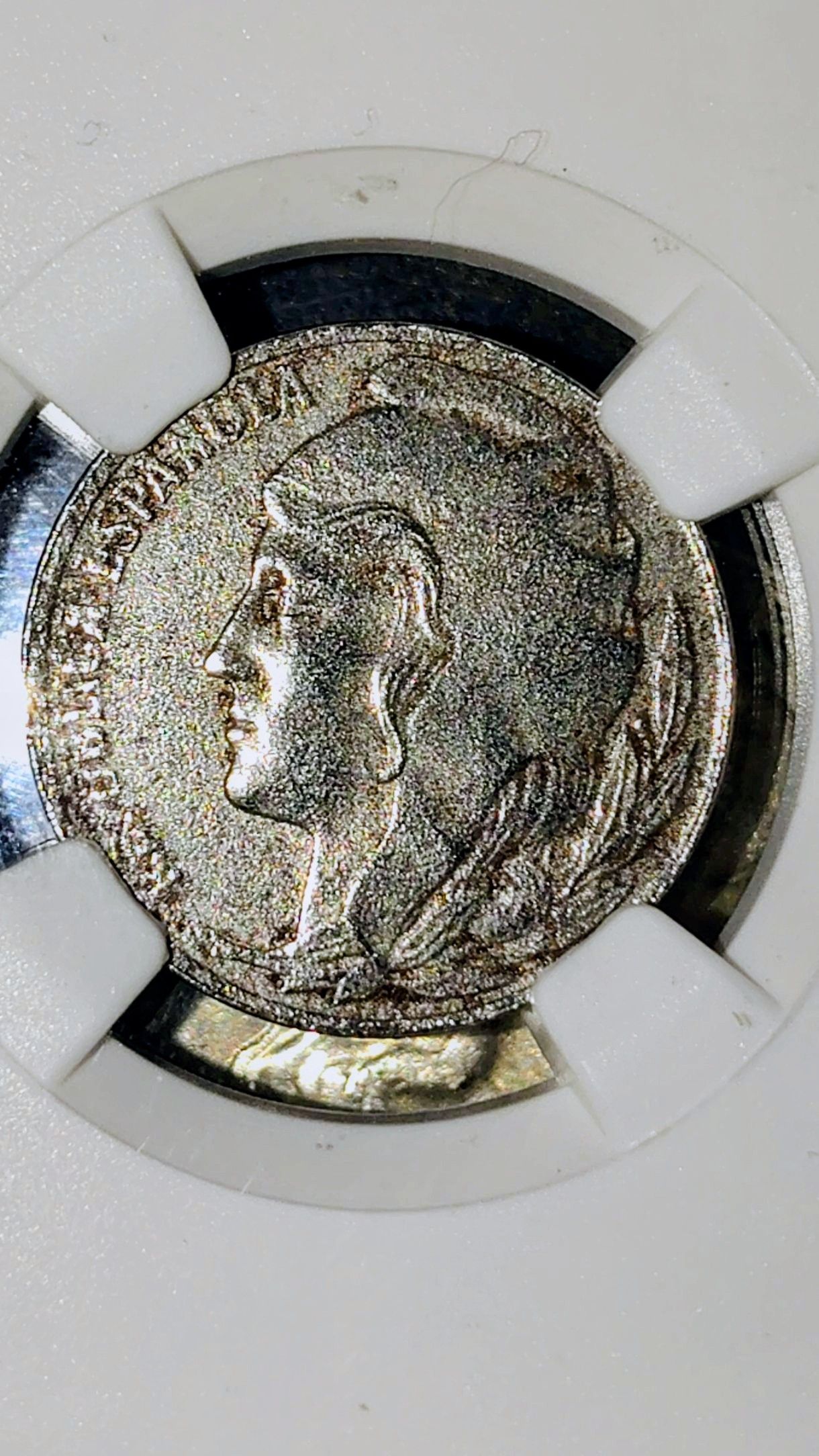 1937 SPAIN 5C GENUINE 8356918-074 NUMISMATIC GUARANTY COMPANY INGC