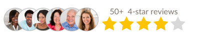 Review badge 50 plus 4 star reviews