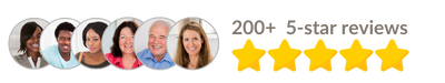 Review badge 200 plus 5 star reviews