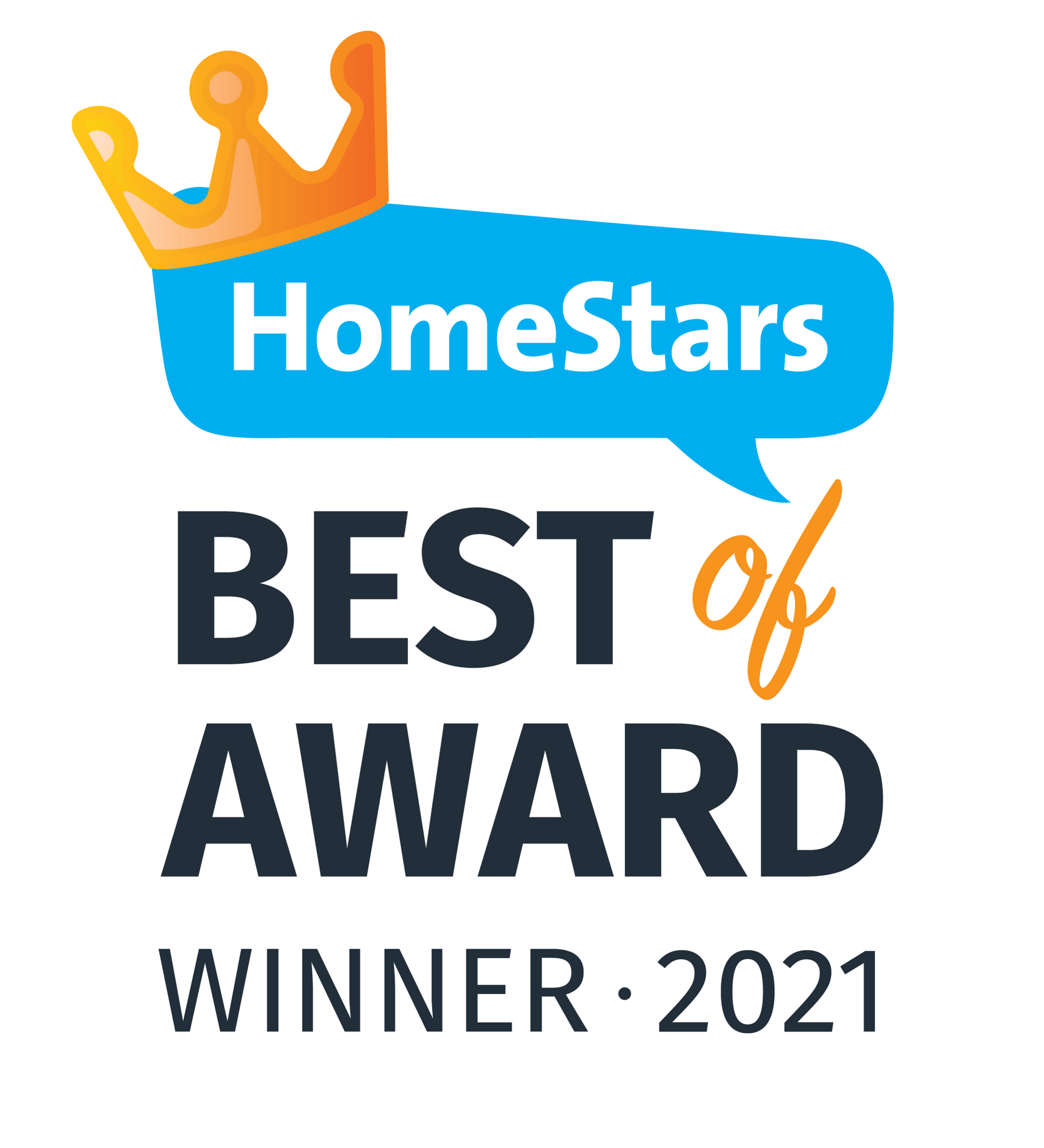 A logo for homestars best of award winner 2021