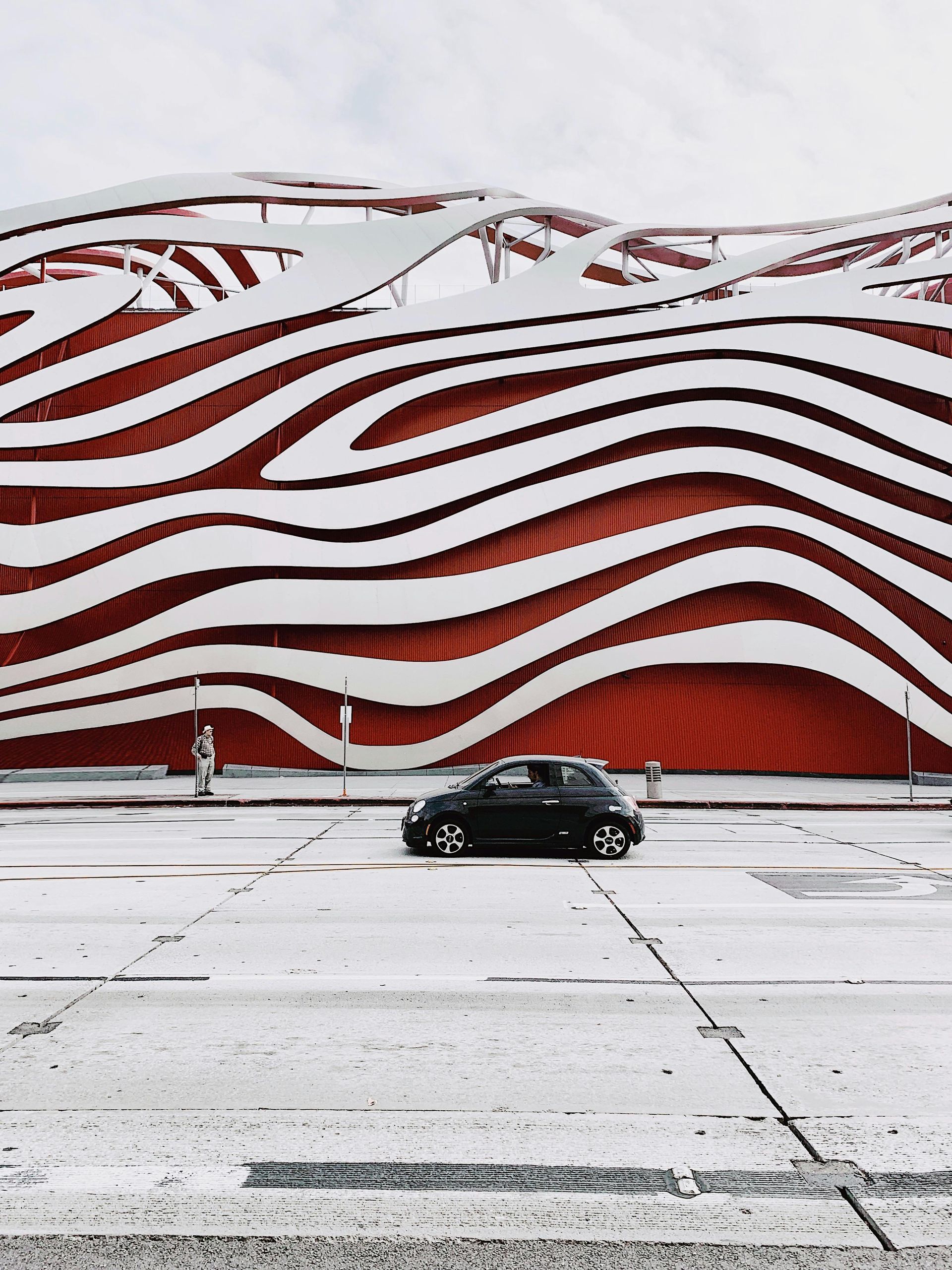 Exterior view of Petersen Automotive Museum. 
Petersen Automotive Museum