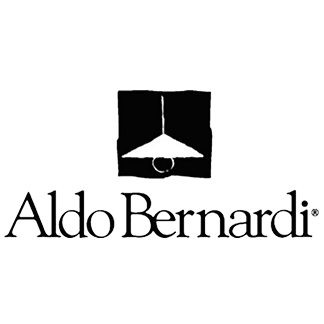 Logo di Aldo Bernardi: la sagoma di una lampada sopra il nome dell'azienda.