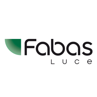 Logo Fabas Luce con mezzaluna verde e testo nero: 