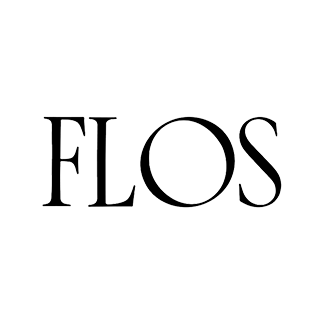 Logo FLOS: testo nero su sfondo bianco.