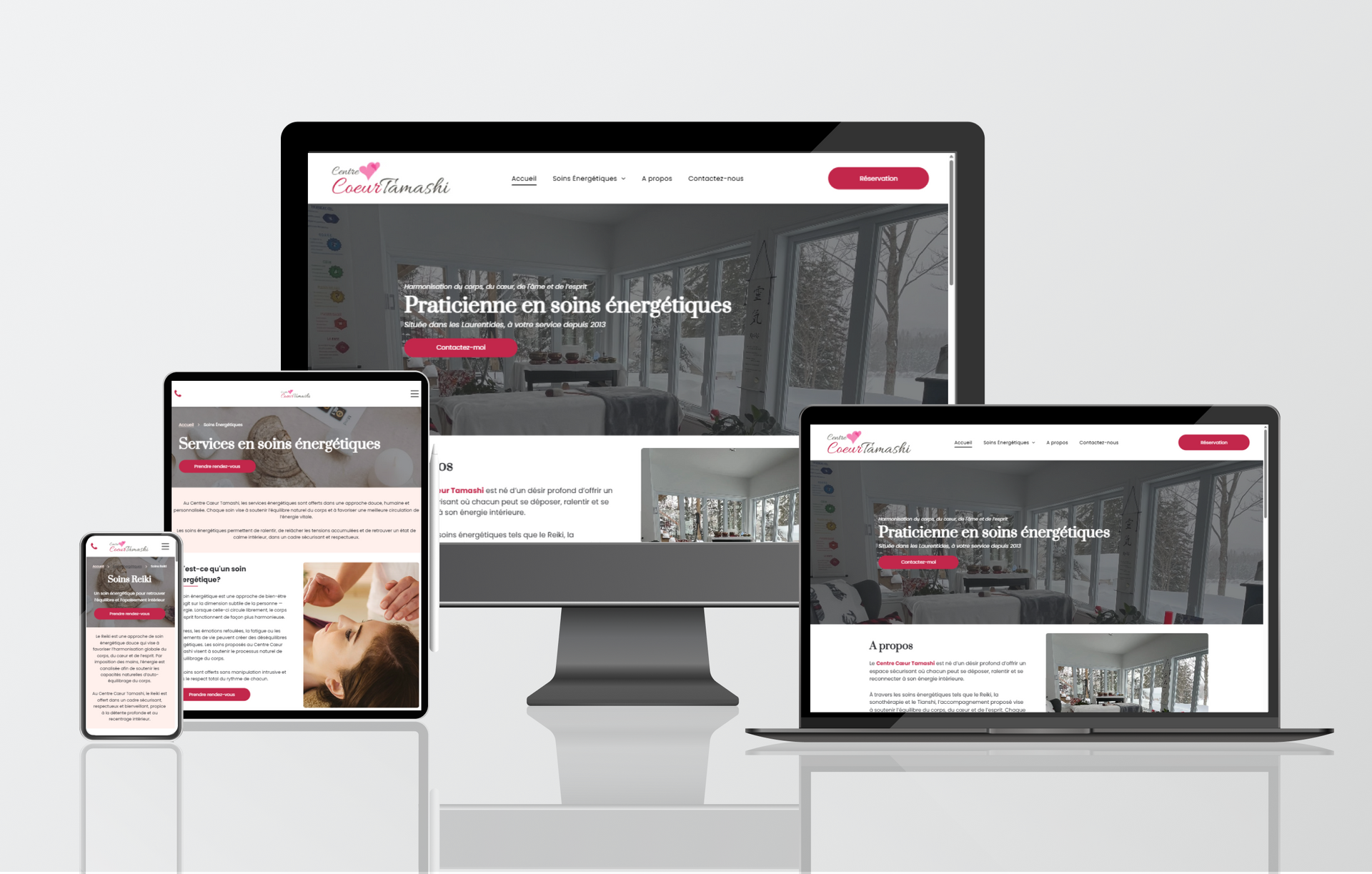 Présentation du site Coeur Tamashi sur plusieurs appareils