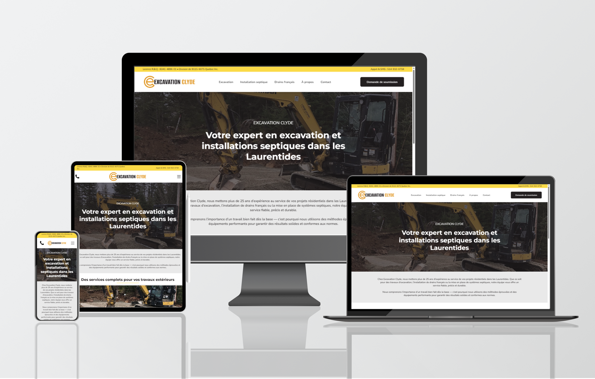 Maquette du site web Excavation Clyde