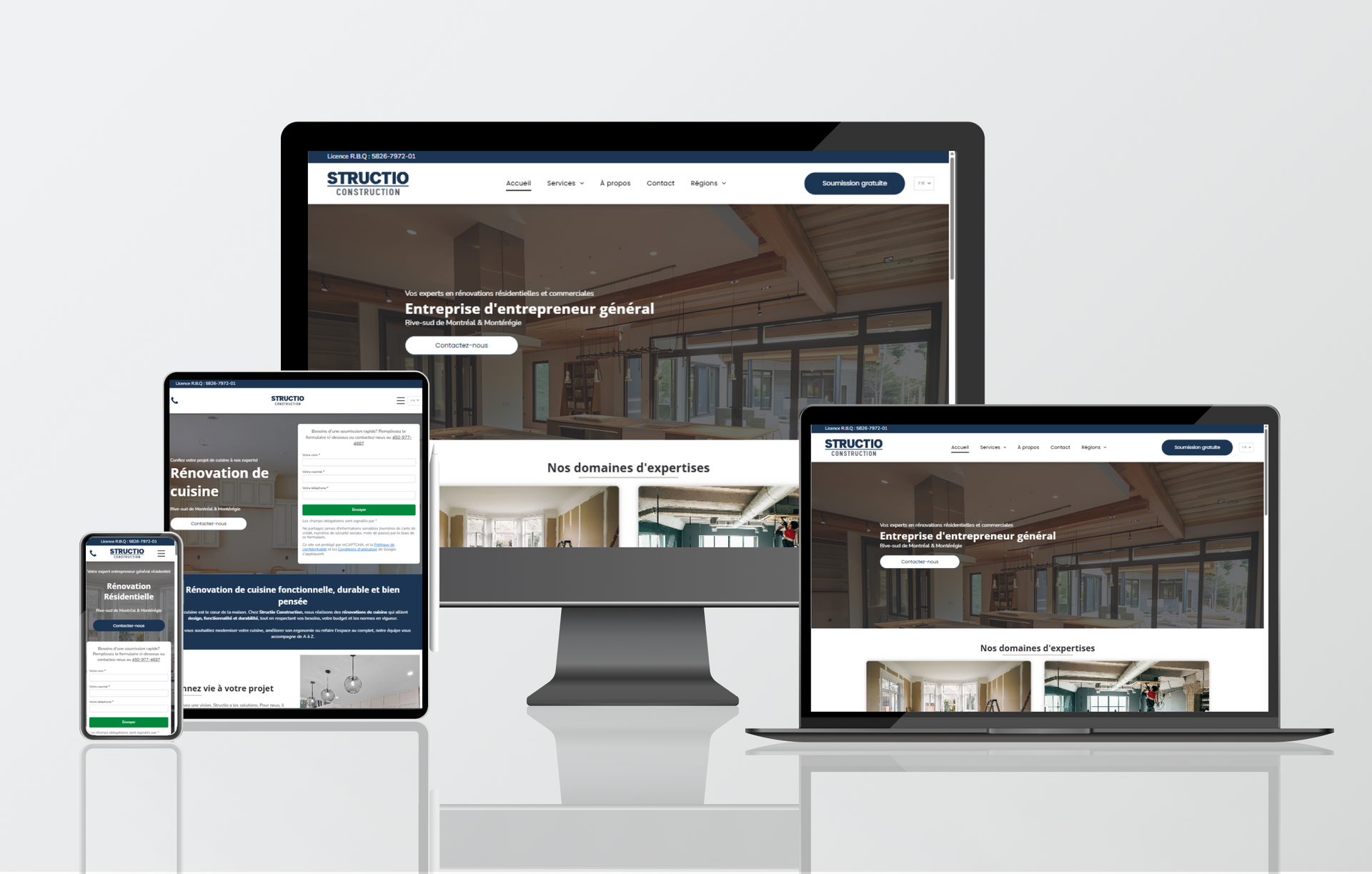 Présentation du site Structio Construction sur plusieurs appareils