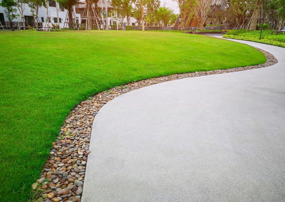 A Concrete Walkway Leading to a Lush Green Field in a Park — Ballina Turf Farm in Wardell, NSW