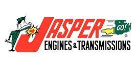 A logo for jasper engines and transmissions with a cartoon character.
