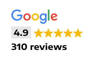 A google logo with 4.9 stars and 310 reviews
