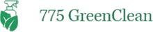 Logo for 775 GreenClean with a spray bottle and leaves.
