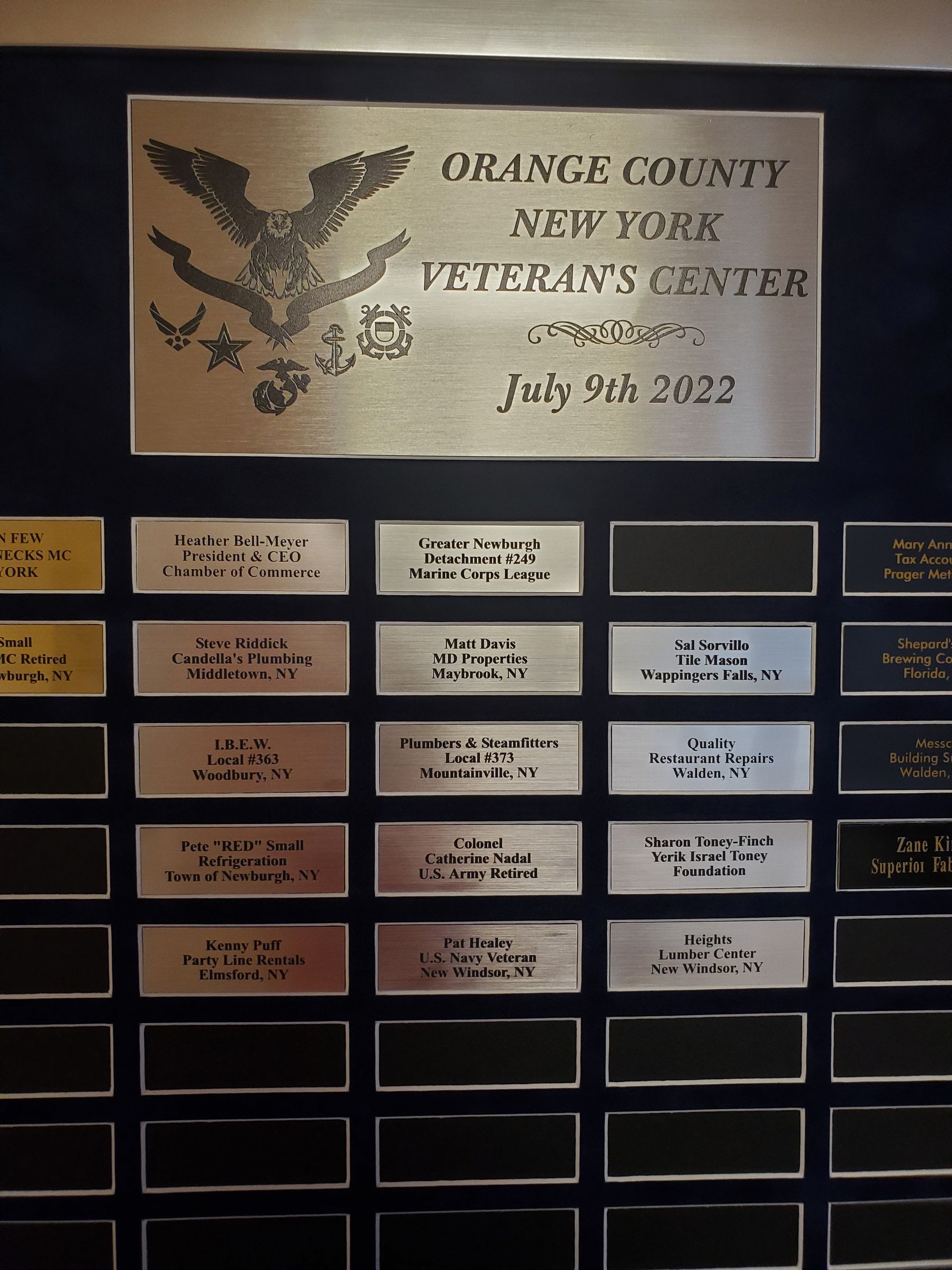 Veteran's Center Plaques — Orange County, NY — MD Preservation