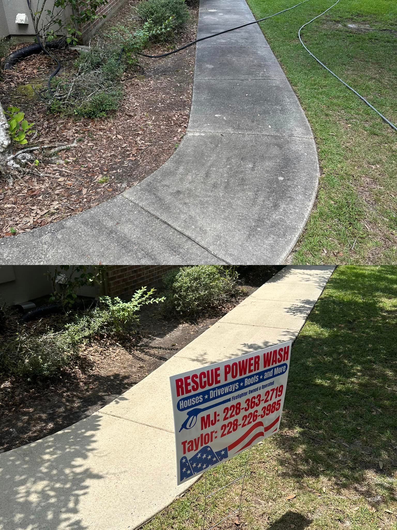 Sidewalk Before And After – St. Louis, MS – Rescue Power Washing, LLC.