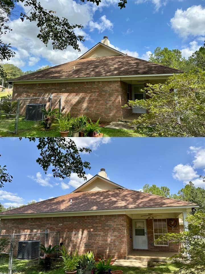 Side View Of The Roof Before And After – St. Louis, MS – Rescue Power Washing, LLC.