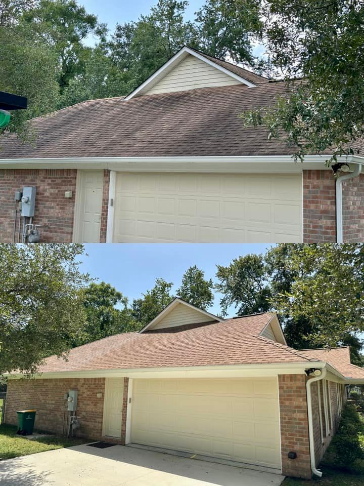 Roof With Garage Before And After – St. Louis, MS – Rescue Power Washing, LLC.