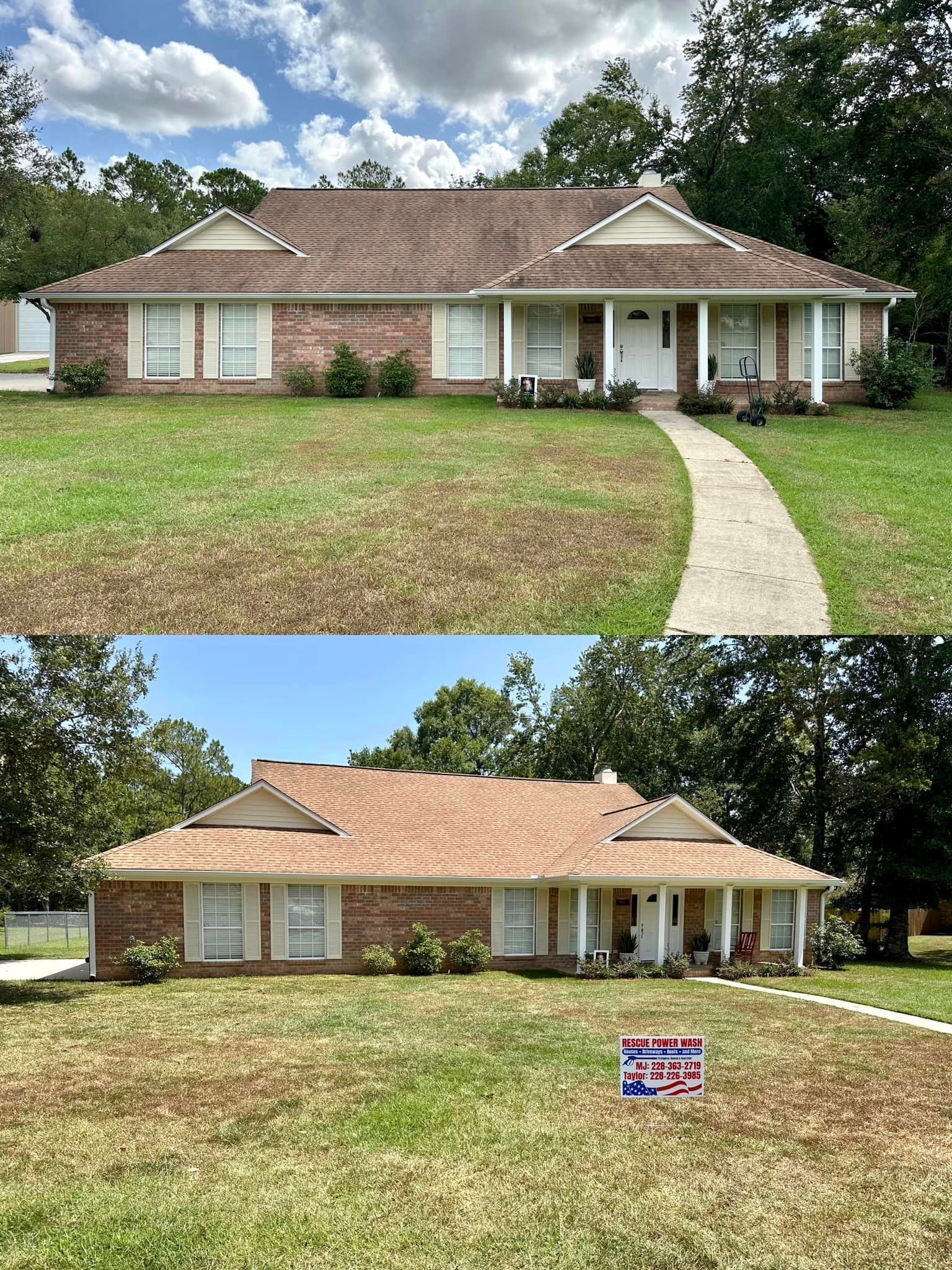 Roof Before And After – St. Louis, MS – Rescue Power Washing, LLC.