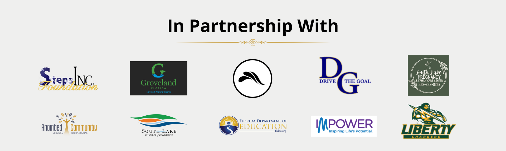 Logos of various companies, in partnership with, on a light background.