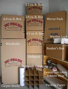 Labeled Box Sizes — Fond du Lac, WI — Du Frane Moving & Storage
