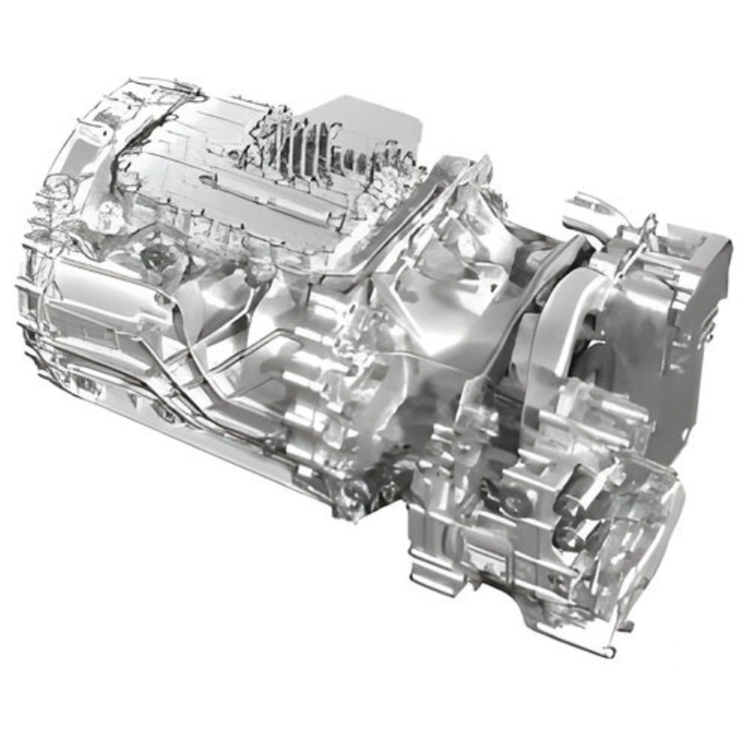 Technical cutaway view of a ZF TraXon gearbox showing internal components and transmission layout.