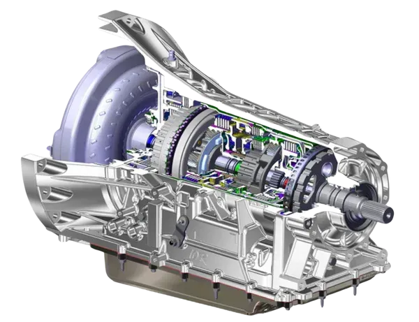 Detailed cross‑section of a Ford EcoSport gearbox showing the internal gears, shafts, and torque con