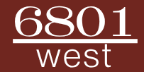 White "6801" over "west" on a maroon background.