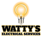 A logo for watty 's electrical services with a light bulb